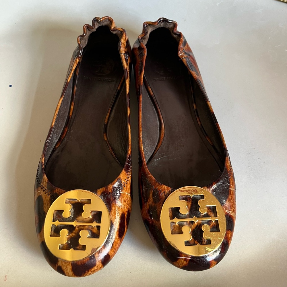 Tory Burch Reva Flats - Leopard Patent
